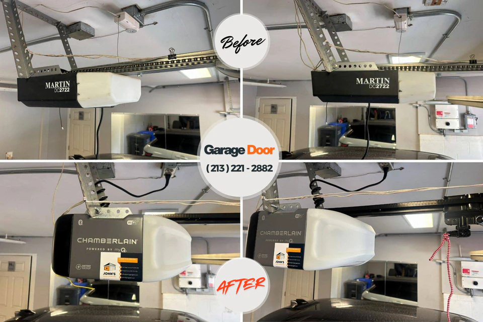 Before and after: garage door repair Hyrum, UT